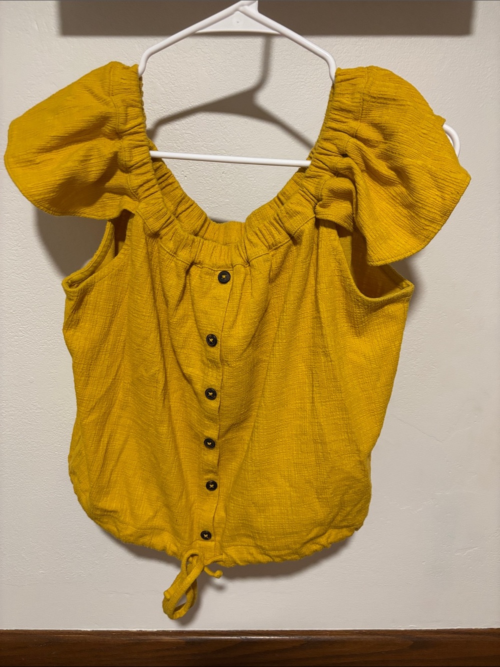 Madewell Mustard Yellow Ruffle-Sleeve Button Front Camisole